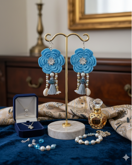 Dizajnové náušnice "Azúrové Karibské more"